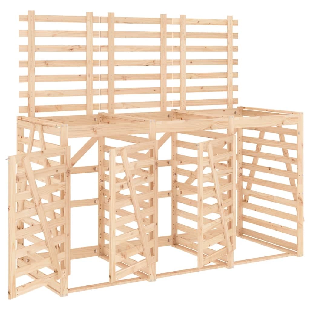 vidaXL Mülltonnenbox für 3 Tonnen Massivholz Kiefer
