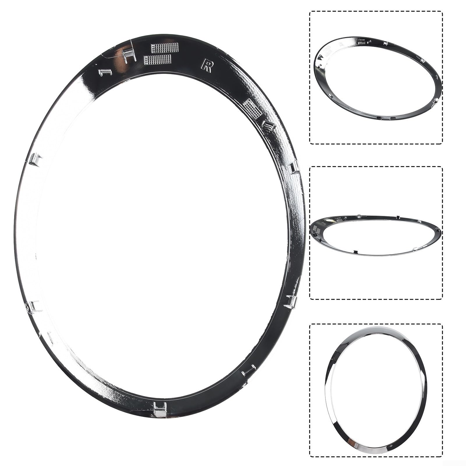 Lato destro Chrome Faro Trim Ring Ricambio Per Mini Per Cooper 2007 2015 Adatto Per R55 Clubman R56 Hatchback R57 Cabrio