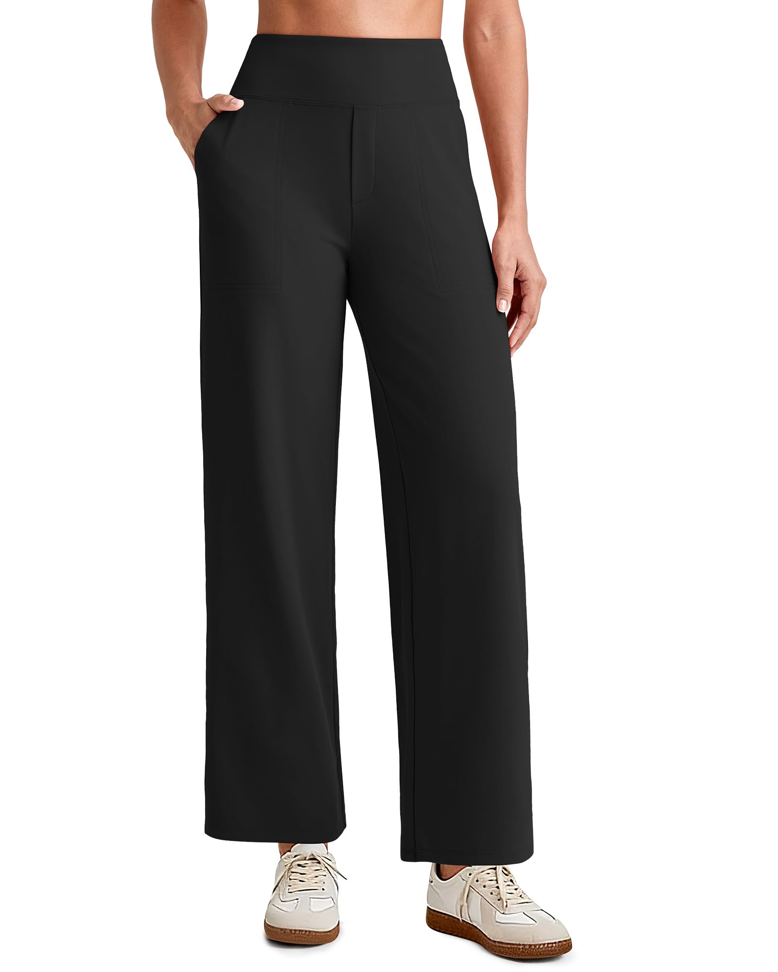 G4Free EverGoing Wide Leg Ankle Pants for Women 7 8 Length Yoga Dress Pants High Waist Stretch with