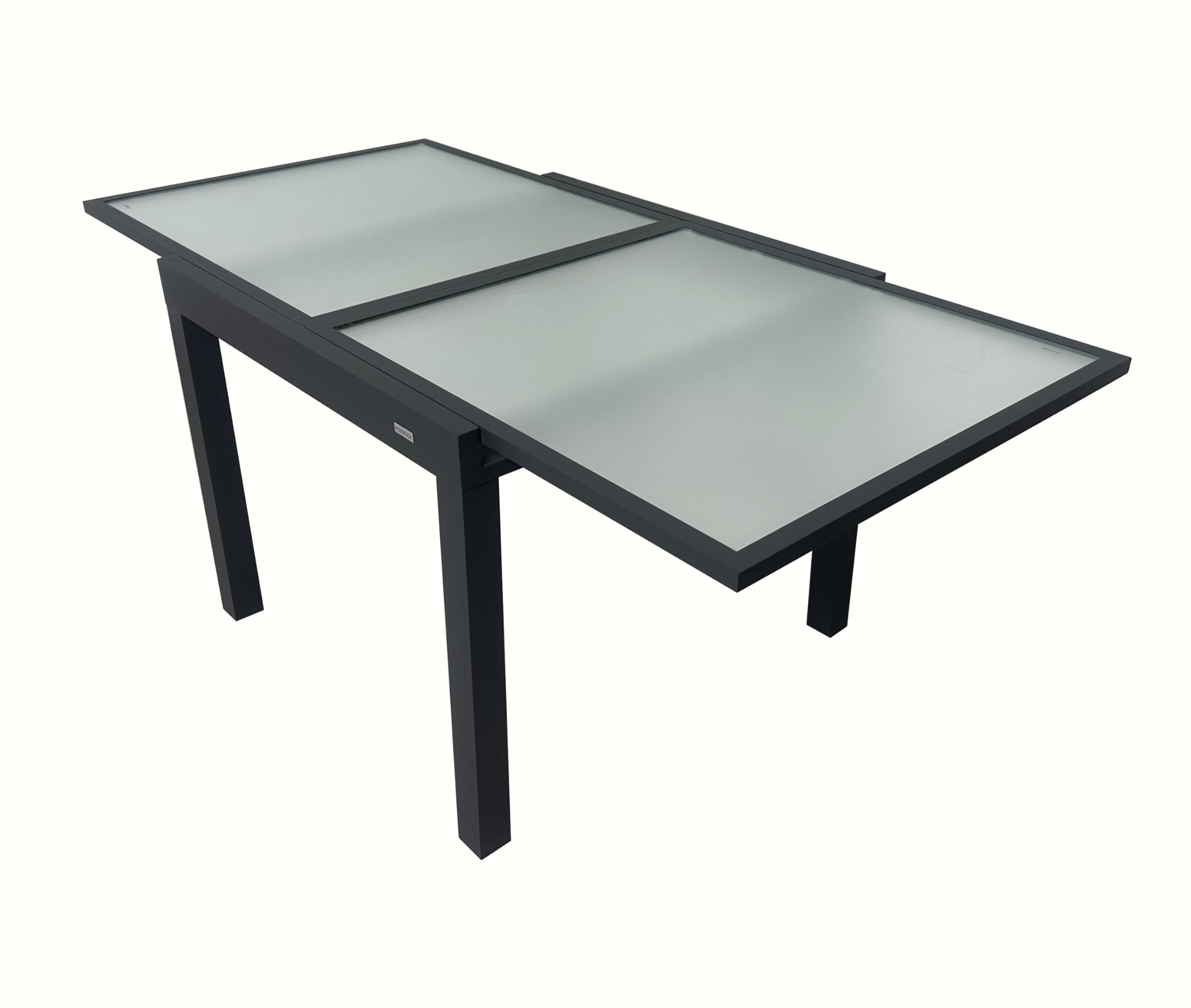 MOMMA HOME Mesa Extensible Jardin Aluminio y Cristal Templado Mesa Comedor Cuadrada Extensible de Exterior Al Aire Libre 4-6 Personas Medidas 90/180x90x74H cm (Gray)