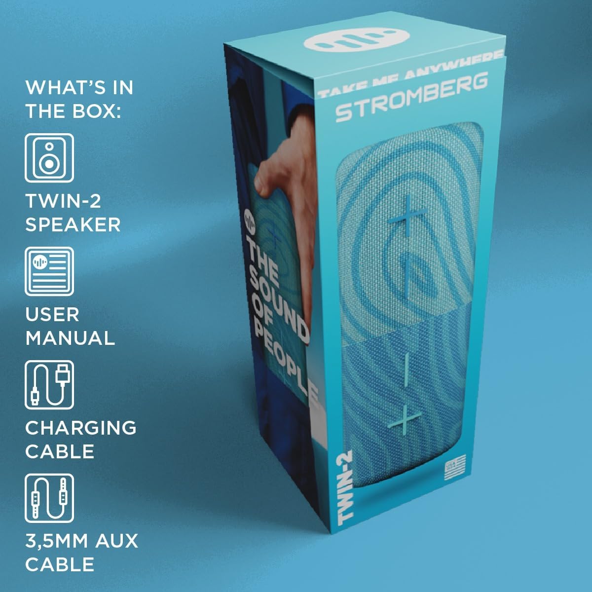 Stromberg - Twin 2-in-1 Mini Portable Bluetooth Speaker, 10W Power (5W per Speaker), 10-Hour Playtime, Sky Blue and Blue - Image 5