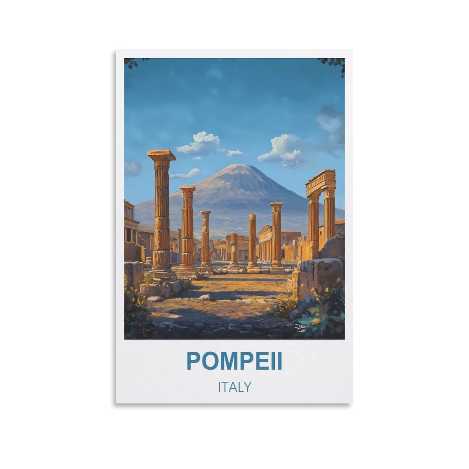 Hsayyiii Unframe-Style Pompeii Italy Vintage Travel Poster 08X12inch(20X30cm) Canvas Art Poster And Wall Art Picture Print Bedroom Decor