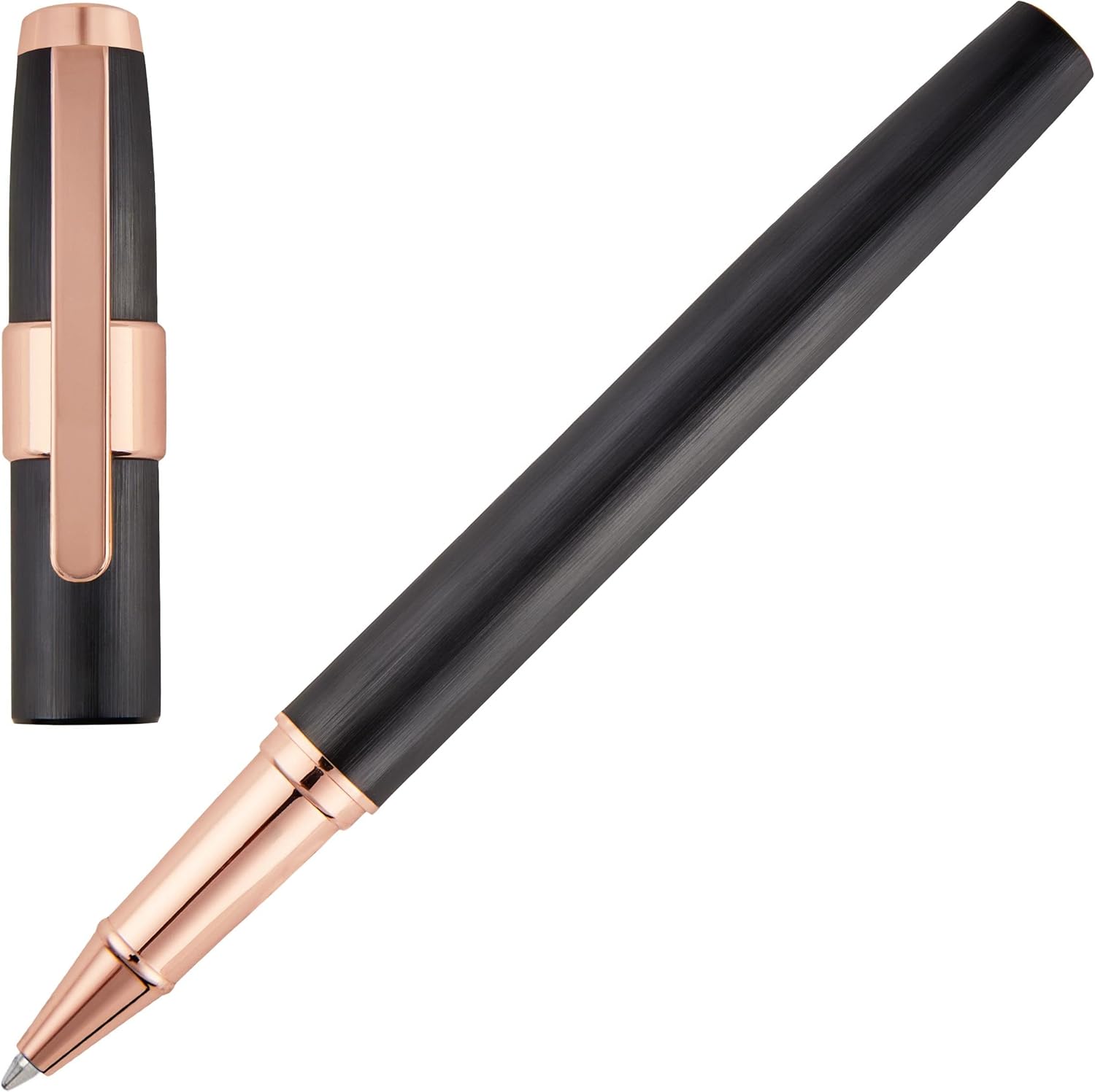 Cerruti 1881 Rollerball Pen Block Brushed | Writing Instrument For Men And Women | Elegant Gift Box (Black)