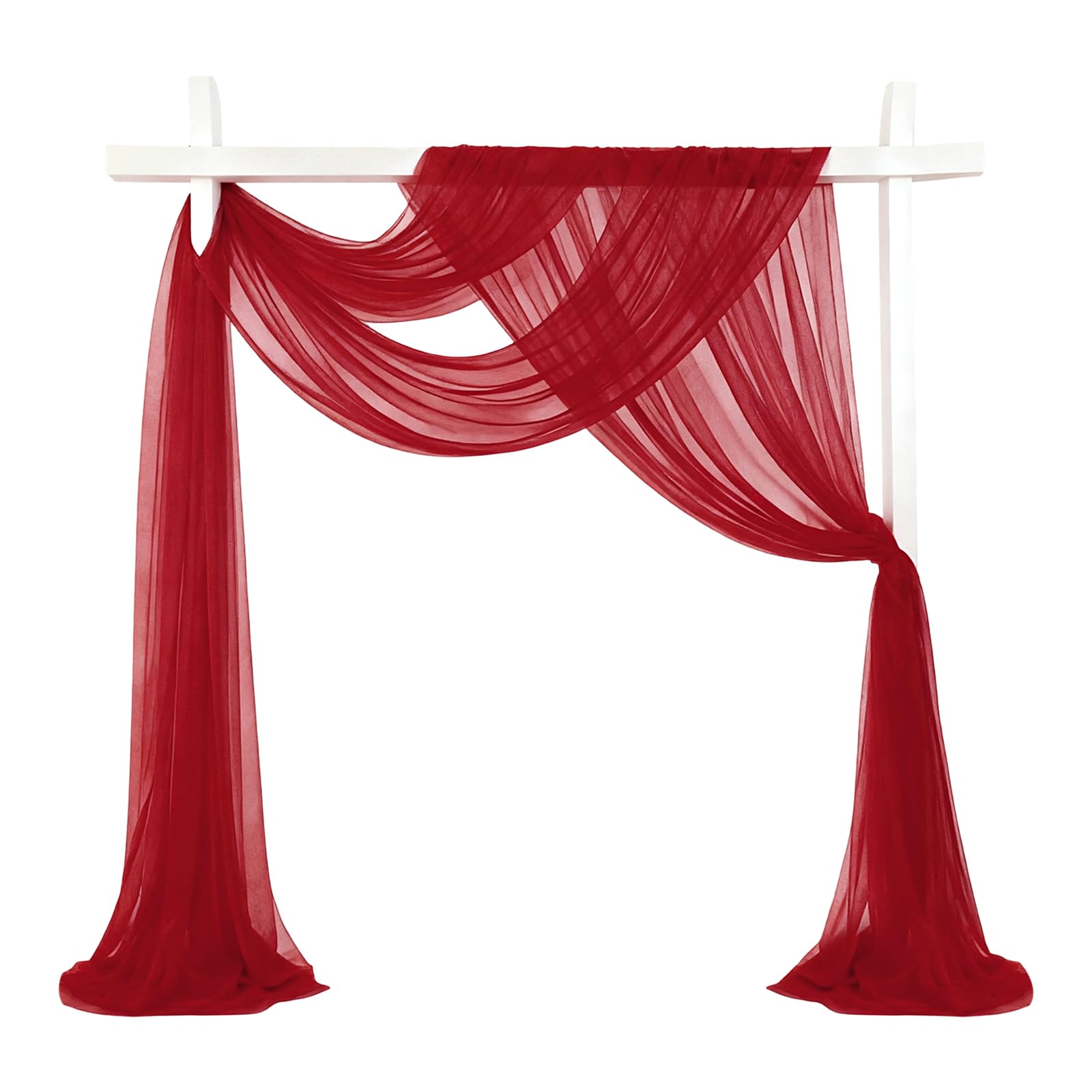 sourcing map Wedding Arch Draping Fabric, 32" x 33Ft Sheer Drapes Chiffon Fabric for Wedding, Birthday Decoration, Ceremony Archway Drapes, Dark Red