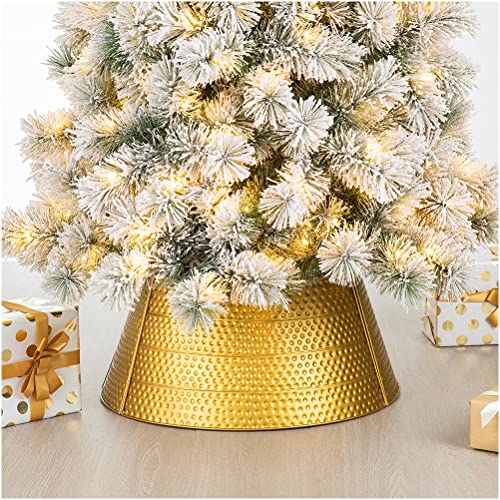 Glitzhome 22 D Gold Hammered Metal Tree Collar Tree Base