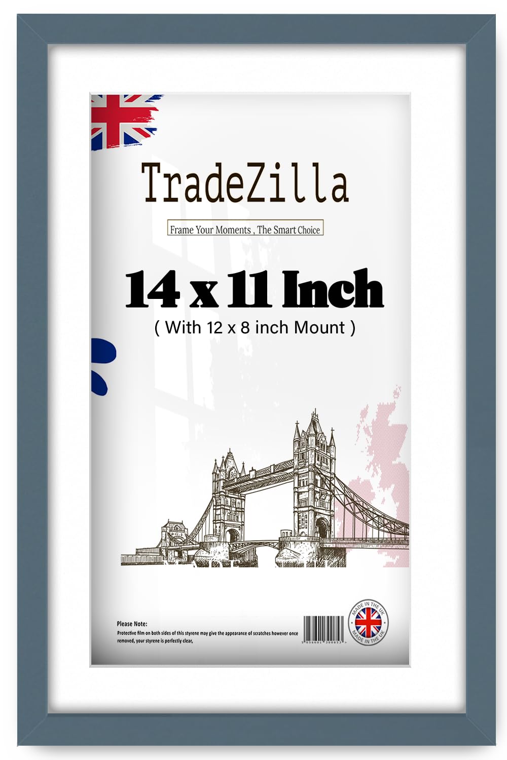 TradeZilla | Poster Frame 1' 2" x 0' 11" Dark Grey 14" x 11" With (12 x 8 Inch) White Mount Handmade for Room Décor (35.56 x 27.94 cm) [ Dark Grey ]