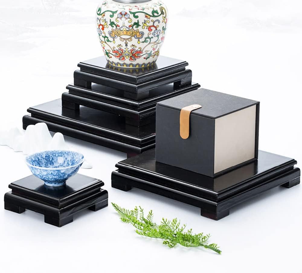 GOLDY&WENDY Chinese Wooden Display Stand Square Solid Wood Vase Fish Tank Teapot Buddha Statue Base Home Decoration Pedestal