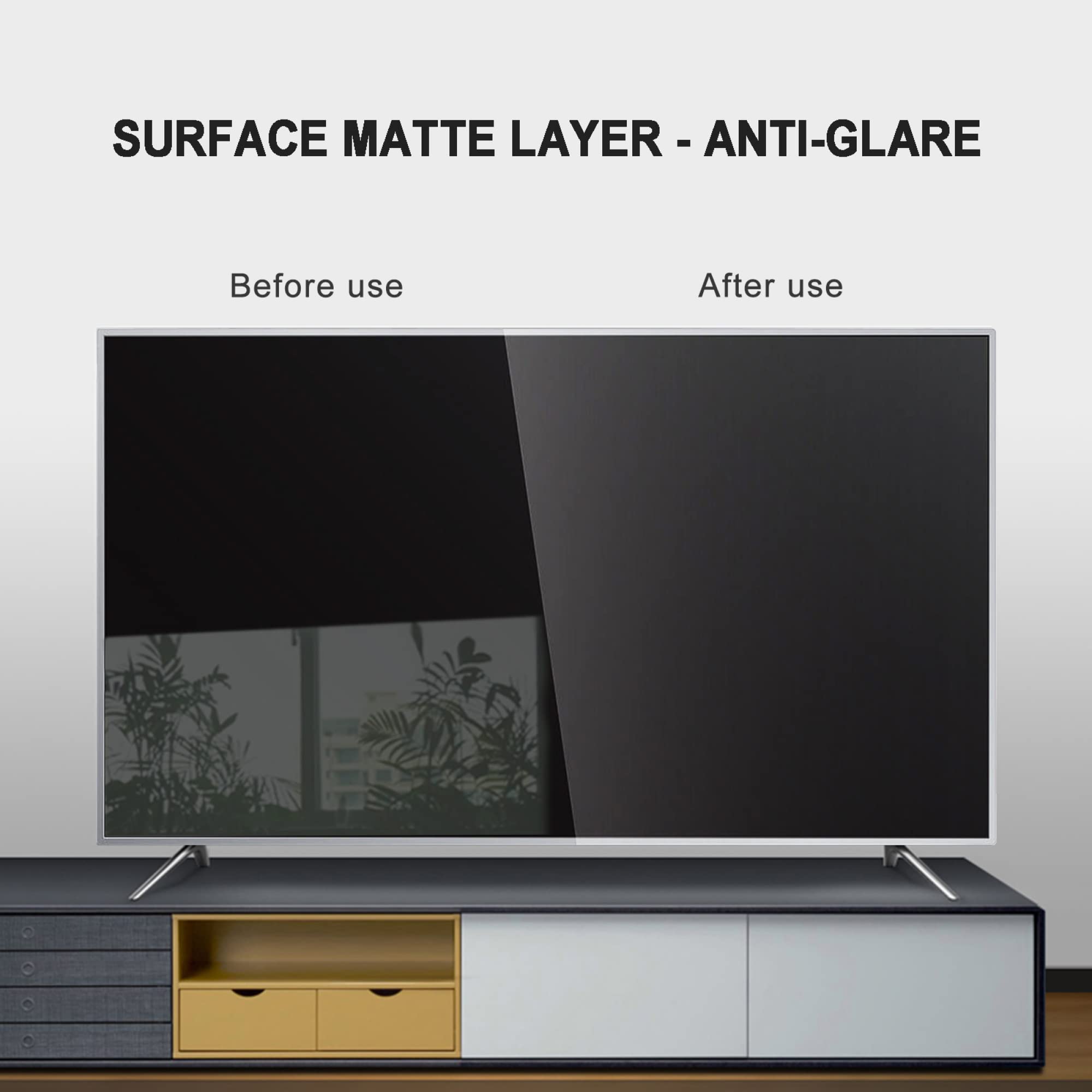 Film De Protection D'écran TV Anti-Lumière Bleue De 32 à 75 Pouces, Réduit Les Reflets/Anti-UV/Anti-Rayures, Surface Mate Anti-Poussière Digitales, Soulage La Fatigue Oculaire / 55in1211x682mm