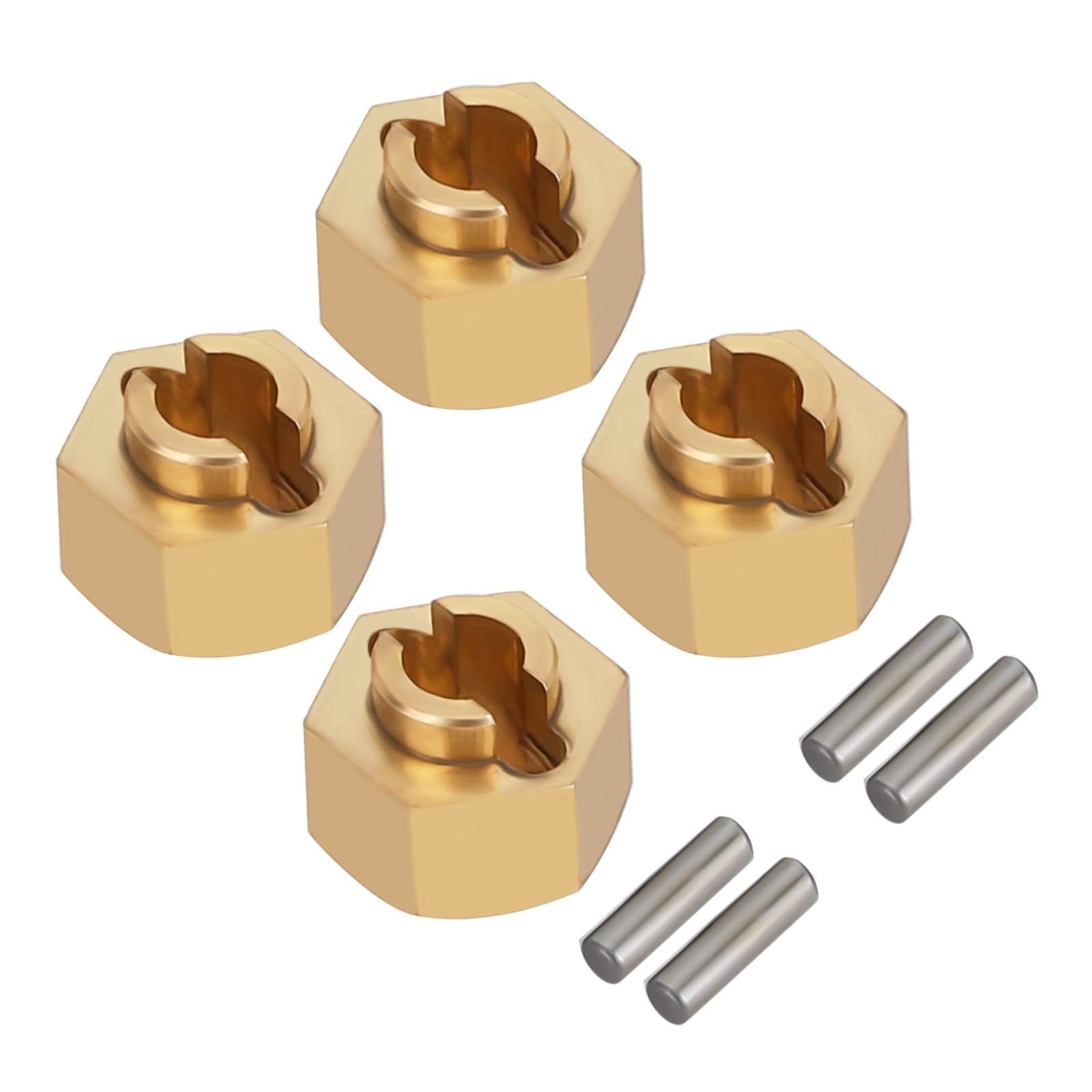 INJORA RC Hex Hub 7mm Brass Wheels Hex Hub Extension Hex Drive Adapter for 1/24 RC Crawler SCX24 AXI90081 AXI00002 AXI00001 AXI00004 Upgrade Parts (4pcs Gold 4mm)