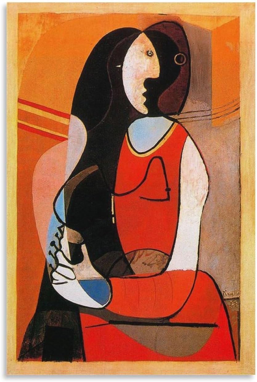 Rikin Liuff Seated Woman by Pablo Picasso Wall Art Picture Vintage Canvas Painting Pablo Picasso Poster and Prints for Office Home Decor 40x55cm Frameless
