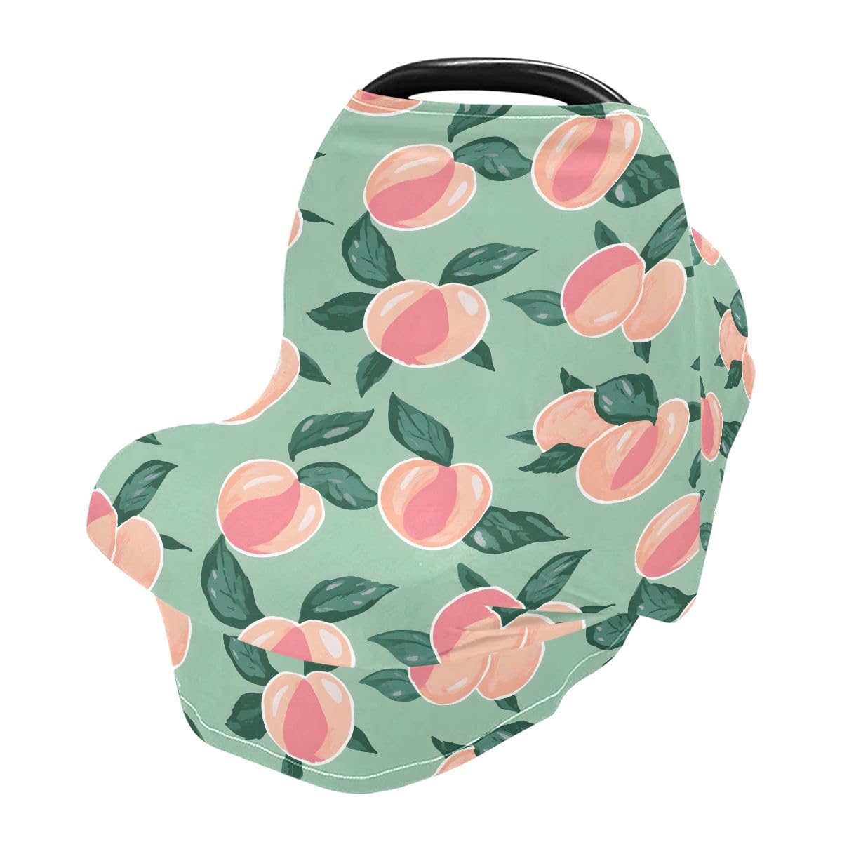 Baby Car Seat Canopy Covers Nursing Cover Stretchy Boys Girls Peaches Leaves Carrier Cover Breastfeeding Cover Breathable