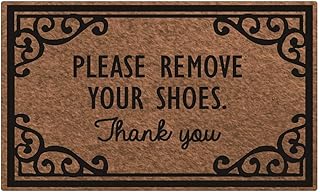 Please Remove Your Shoes Door Mat, Floral Geometric Door Mat, Indoor Super Absorbent Mud Door Mat Latex Backing Door Mat Front Door Inside Floor Dirt Catcher Pad, Letter Black Brown