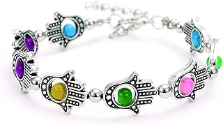 Hamsa Hand of Fatima for Protection and Luck Beaded Multicolored Friendship Bracelet (Pack of 2), not known