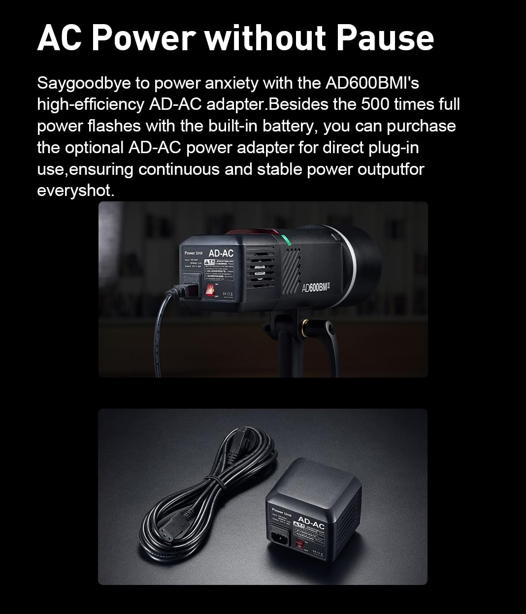 Godox AD600BM II Flash 600Ws TTL Outdoor con 2.4G Wireless X System,1/8000s HSS GN87,0.01-0.9s Tempo di Riciclaggio,Godox AD600BMII Flash Monolight per Canon,Sony,Nikon,Fuji,Olympus,Panasonic