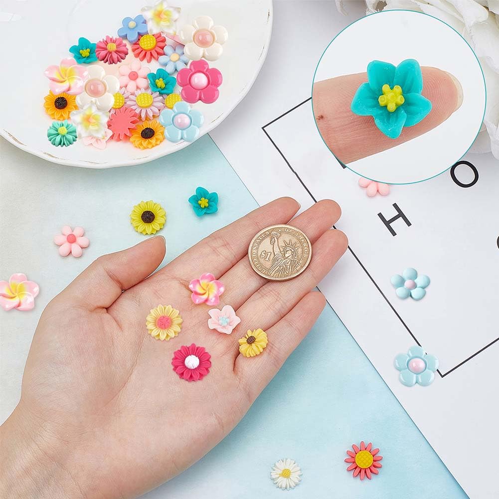 30 Pezzi Di Charm A Forma Di Conchiglia In Resina Per Slime E DIY - Fiori Colorati Per Decorazione Custodie E Scrapbooking (2,3x1,5 Cm) - 2