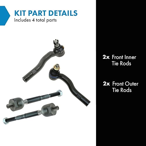 Miniatura 1101 de TRQ Juego de varillas de acoplamiento delanteras interiores y exteriores, 4 piezas, compatibles con Chevrolet Cruze 2016-2019 de 16-19 voltios