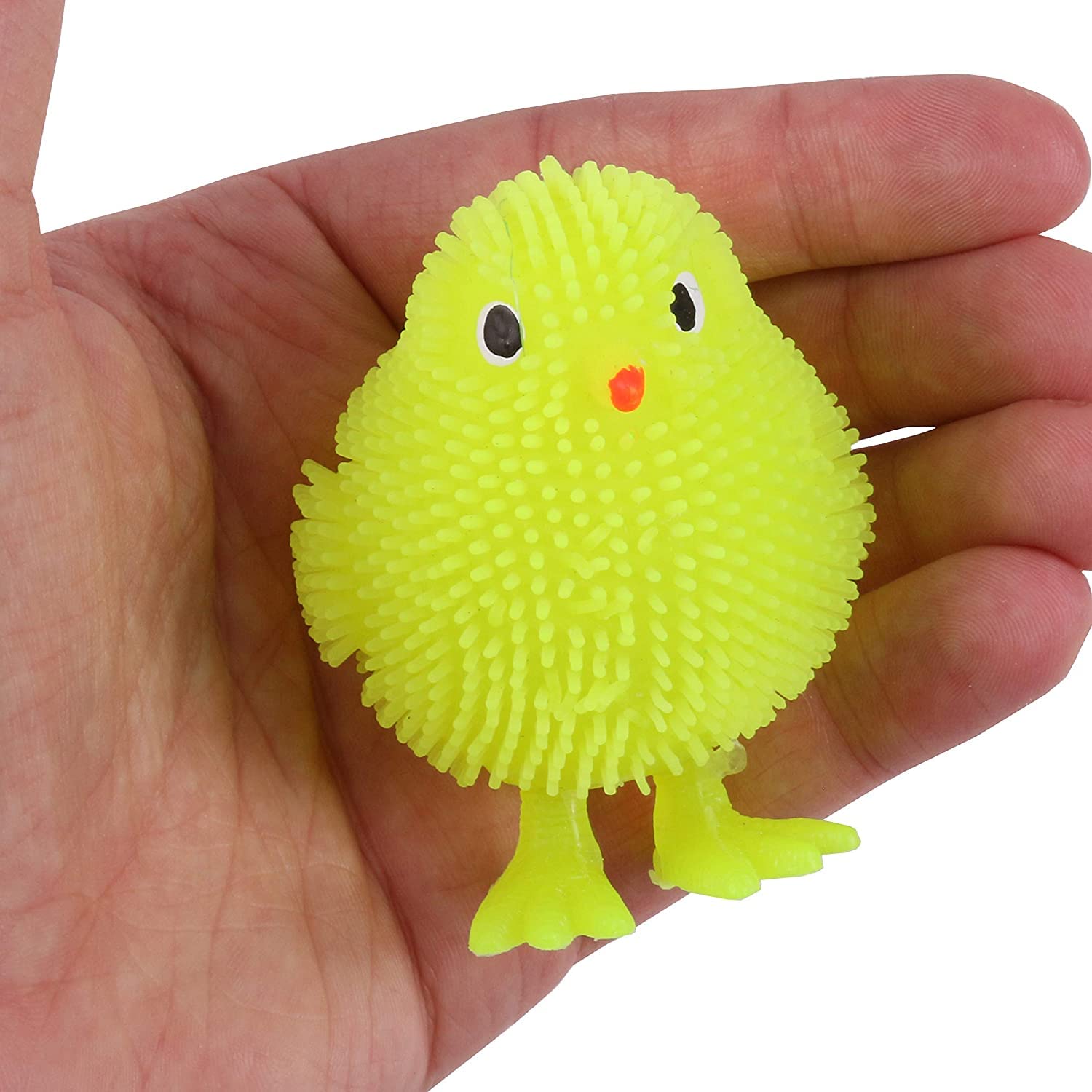 SKYTE® 3 Packs Fun Light-Up LED Chick Easter Kids/Children's Squeezy & Stretchy Yellow Chicken Sensory Toy (1899)