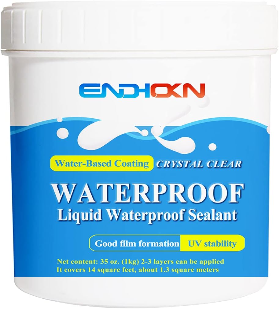 Liquid Waterproof Sealant Clear 35oz, Endhokn Wall, Bathroom, Roof Indoor and Outdoor for Leaks Cracks Repair Water-Based Waterproof Coating