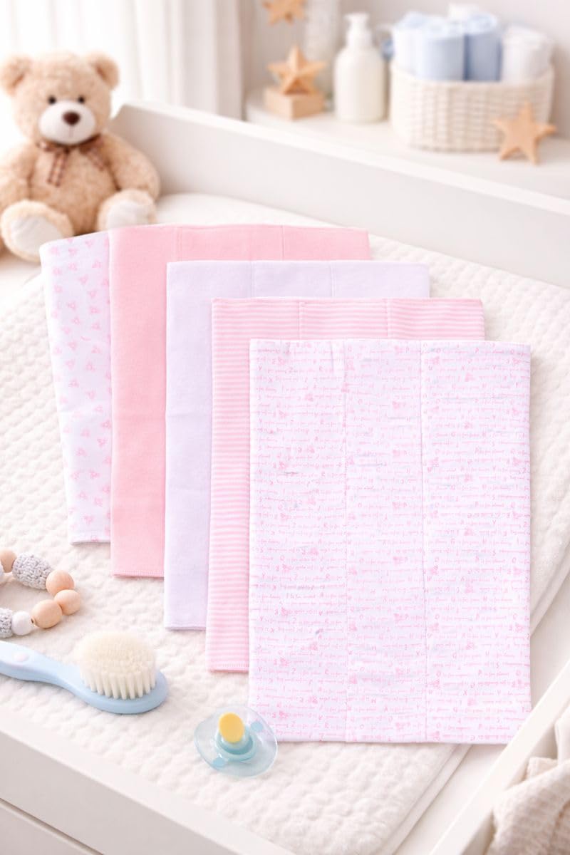 TuddyBuddy Baby Burp Cloth Towel Napkins for Baby Large 17x12 Inches, Fine Double Layer 100% Cotton (5 Pcs Burp Towels, Pink Honey Bees)-picture-17