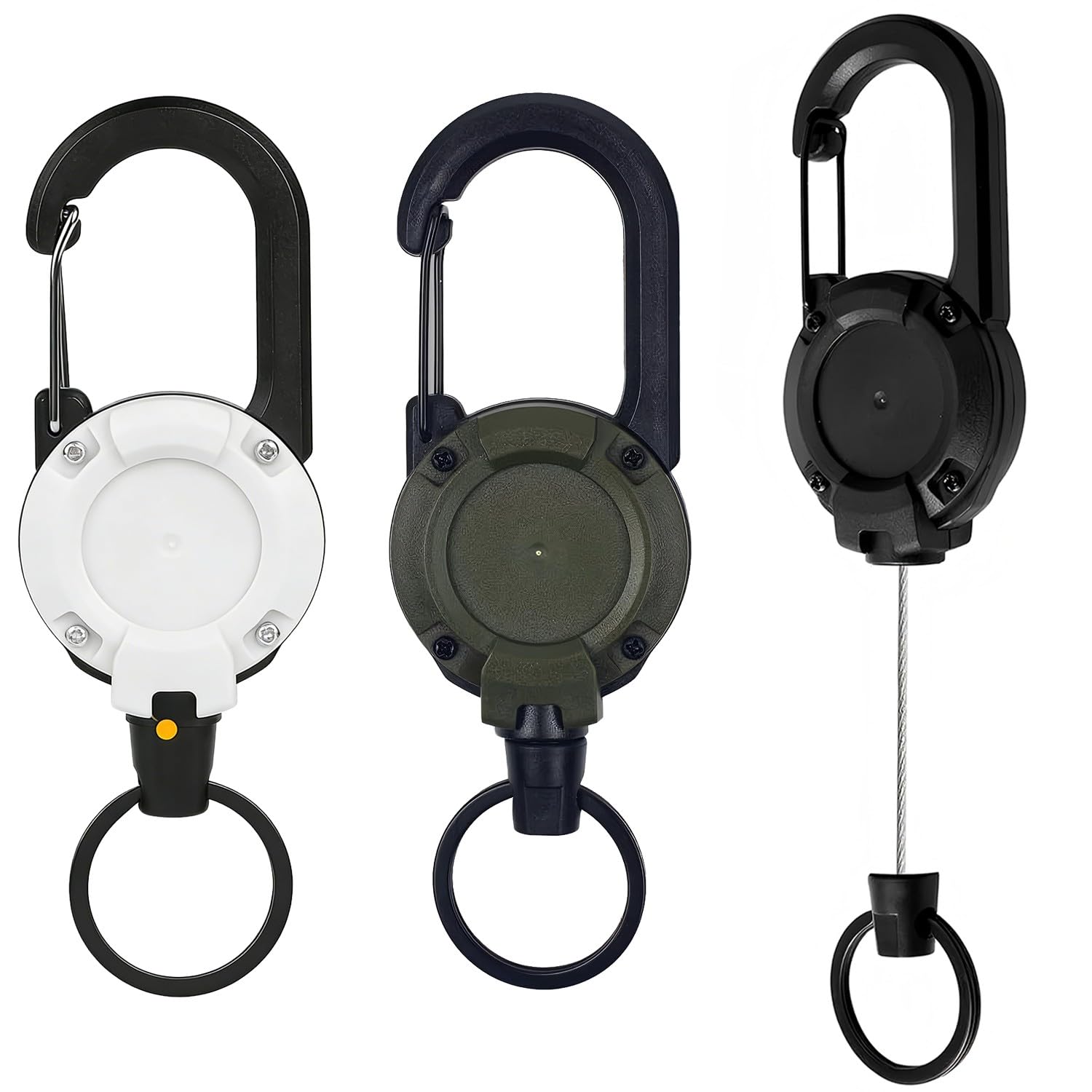 3 Pcs Heavy Duty Retractable Keychain, Lanyard Extender Keyring with 65cm/25.6 in Steel Wire Rope, Extendable Key Chain Heavy Duty Key Lanyard Belt Clip Badge Holder Pull Reel for Outdoor