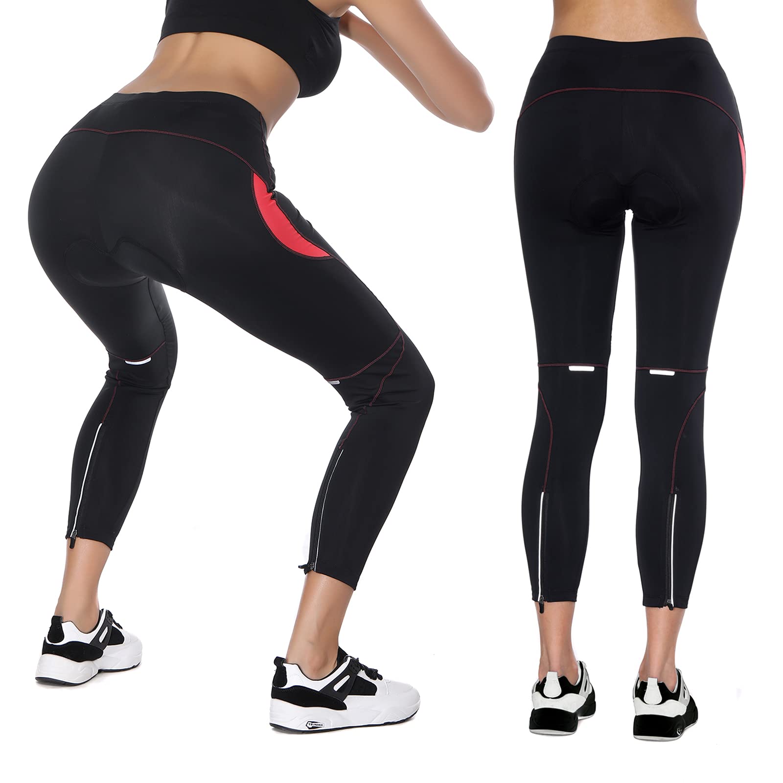 Santic Parni - Pantaloni da Ciclismo da Donna, Imbottiti, Pantaloni da Ciclismo Lunghi con Cuscino