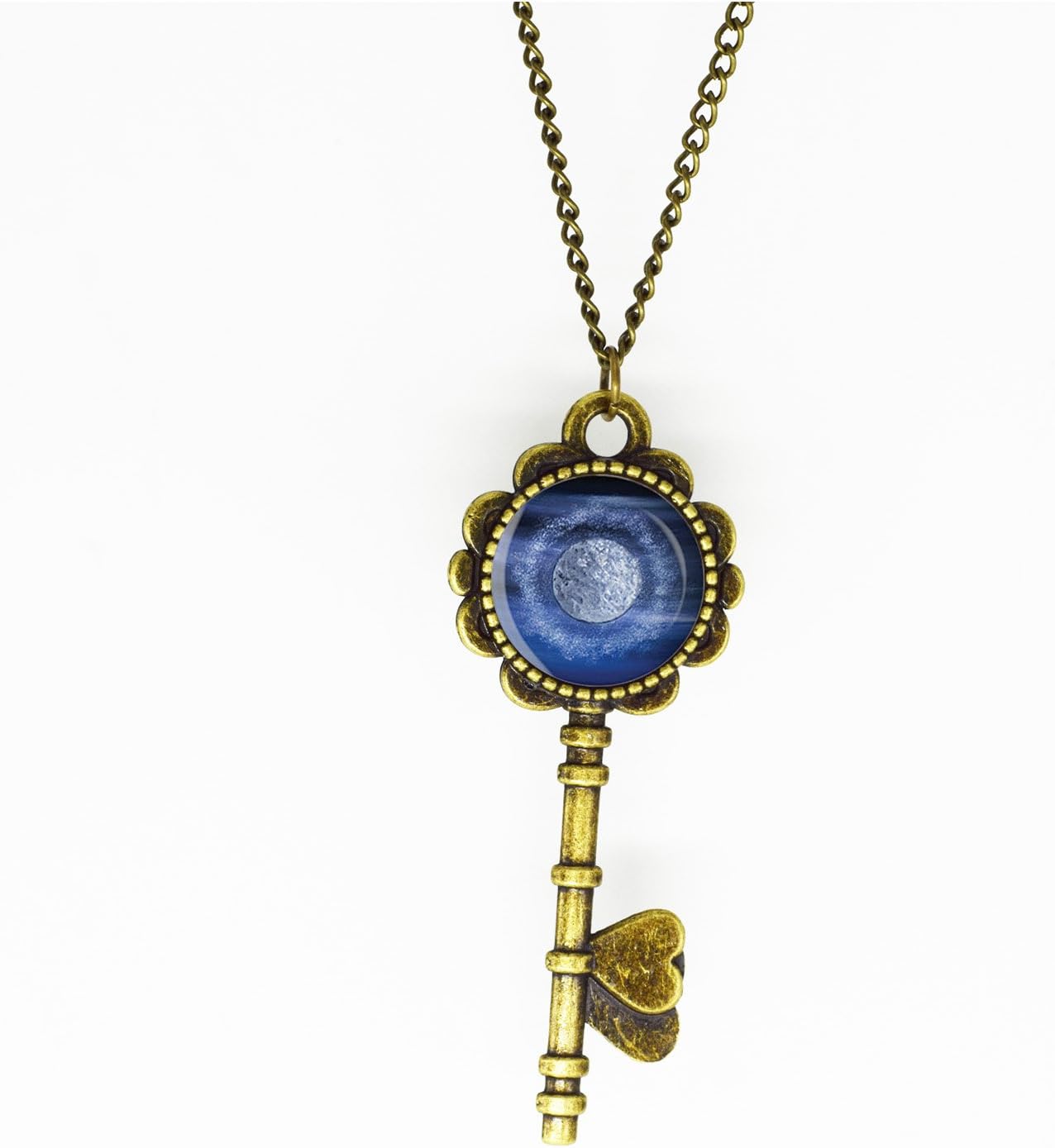 Full Moon key necklace,solar system key necklaces,planet key necklace,Galaxy, Universe,Space,Science Jewelry