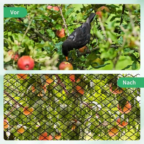 1 Stück Teichnetz, Taubennetz Balkon, Netz Für Balkon, Netz Vogelschutz, Feinmaschiges Teichnetz Aus Polyethylen, 4m x 6m taubennetz Balkon ohne Bohren, Schwarz