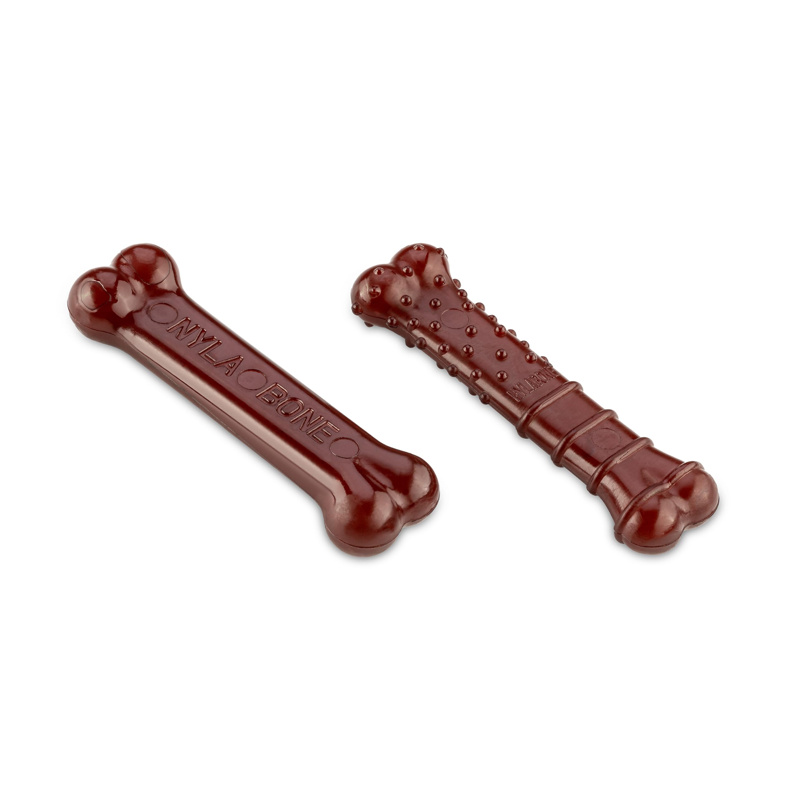 Nylabone, Basted Blast, bardzo mocna kość do żucia, nylonowa zabawka dla psa, kształt kości, trwała kość do żucia, smak: boczek i steki, bardzo mała, dla psów do 7 kg, 2 sztuki w opakowaniu