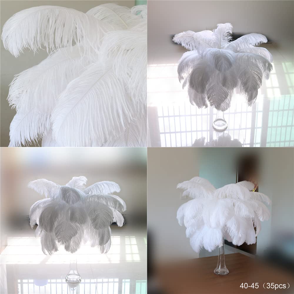 Lot de 10 plumes d'autruche blanches pour décoration de table de mariage - Plumes d'autruche naturelles pour loisirs créatifs - 15-45 cm - 25-30 cm