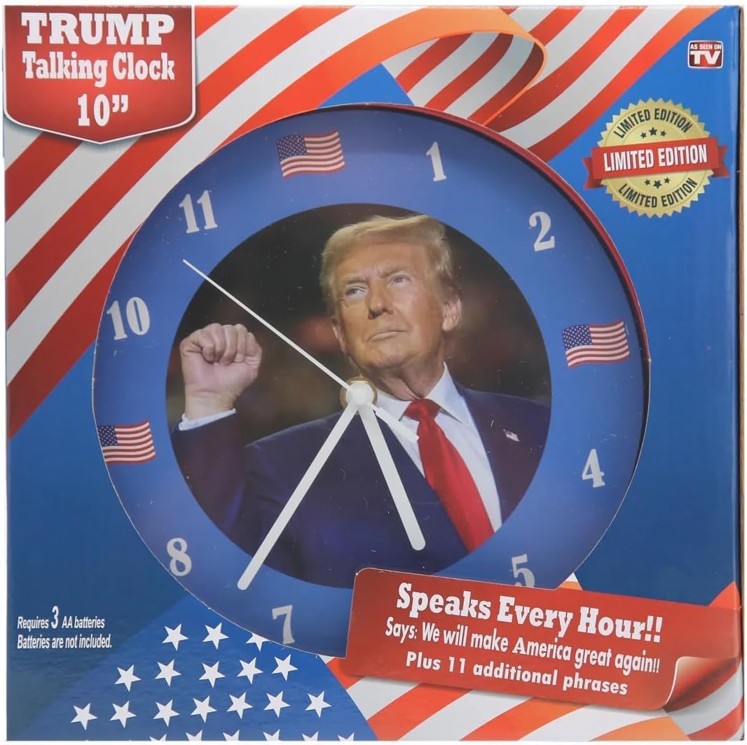 Trump Talking Wall Clock - 10 Inch - We Will Make America Great Again Hourly Voice Message