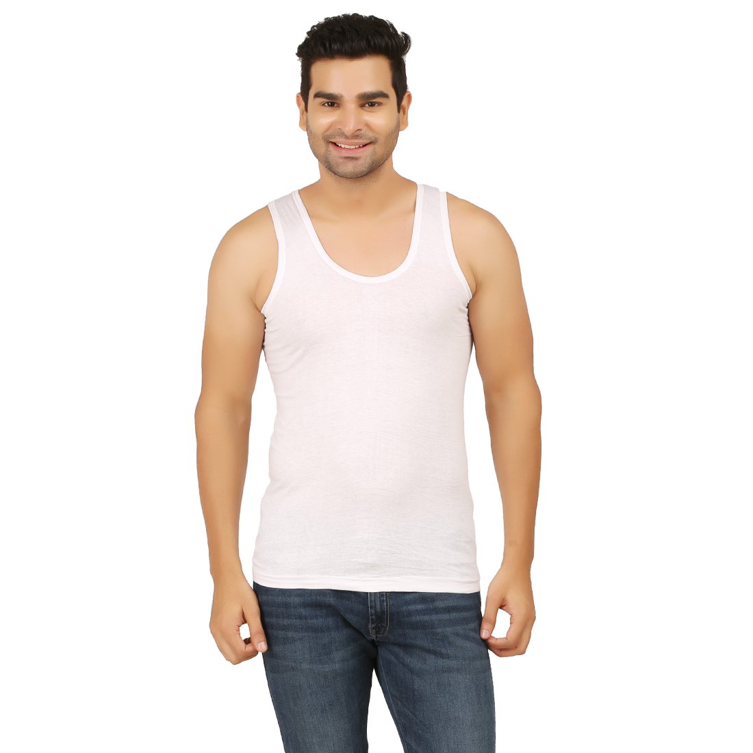 S.R White Cotton Vest-image-49