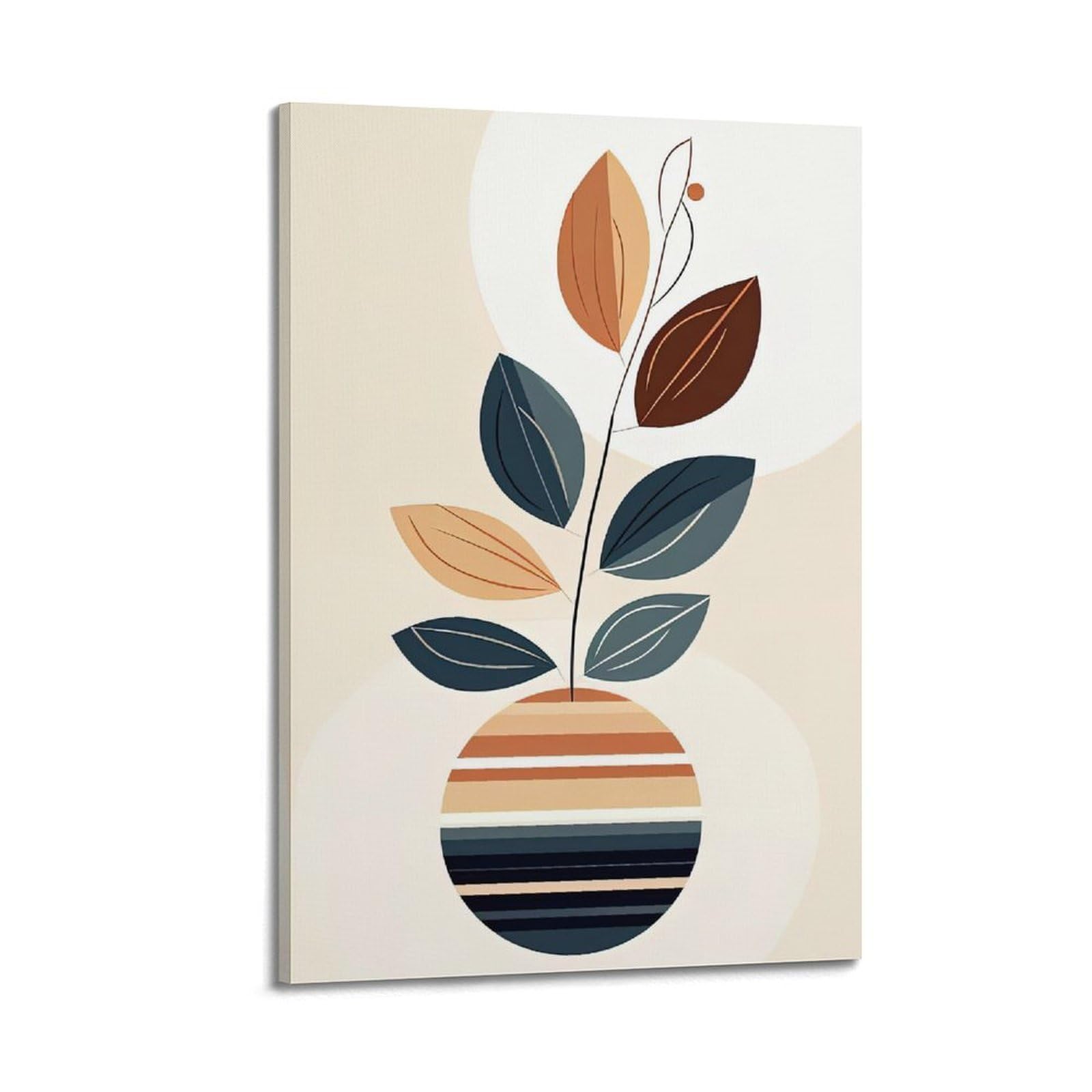 DLJGDS Plant Poster Illustration Leaves Decorative Painting Canvas Wall Posters And Modern Family Bedroom Decor 24x36inch(60x90cm)