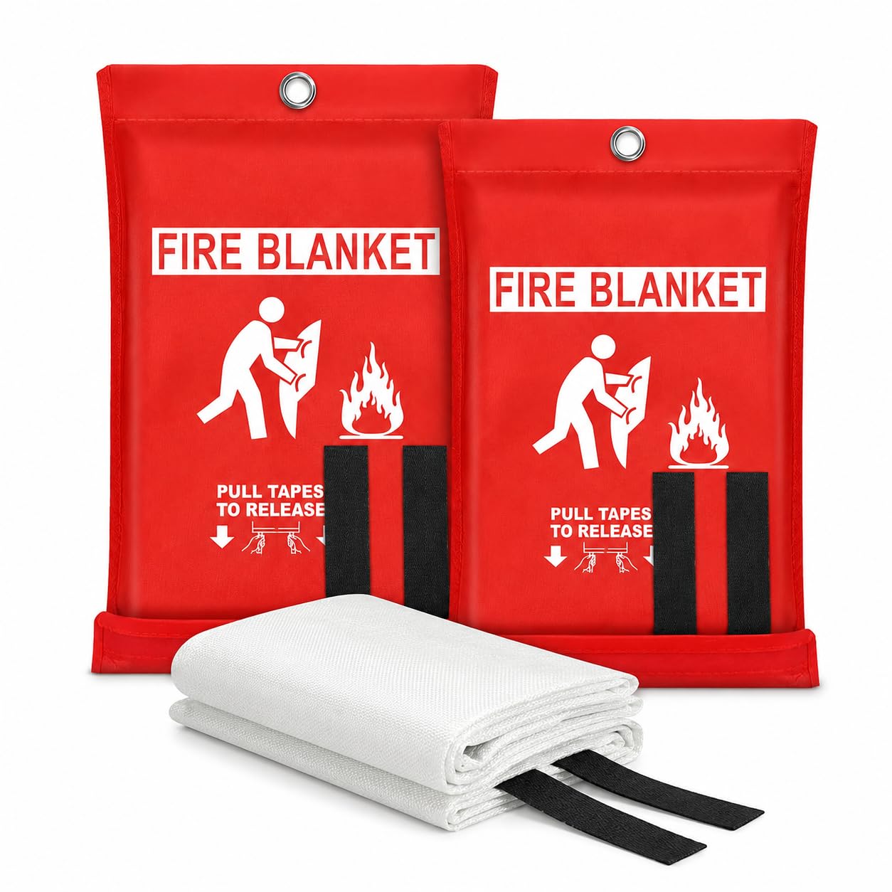 PAZIMIIK Pack Fire Blankets with Quick Release Storage Pouches High Temperature Resistant Woven Fiberglass Emergency Safety Blankets for Kitchen Home Office Workshop Car and Camping, 1-image-30