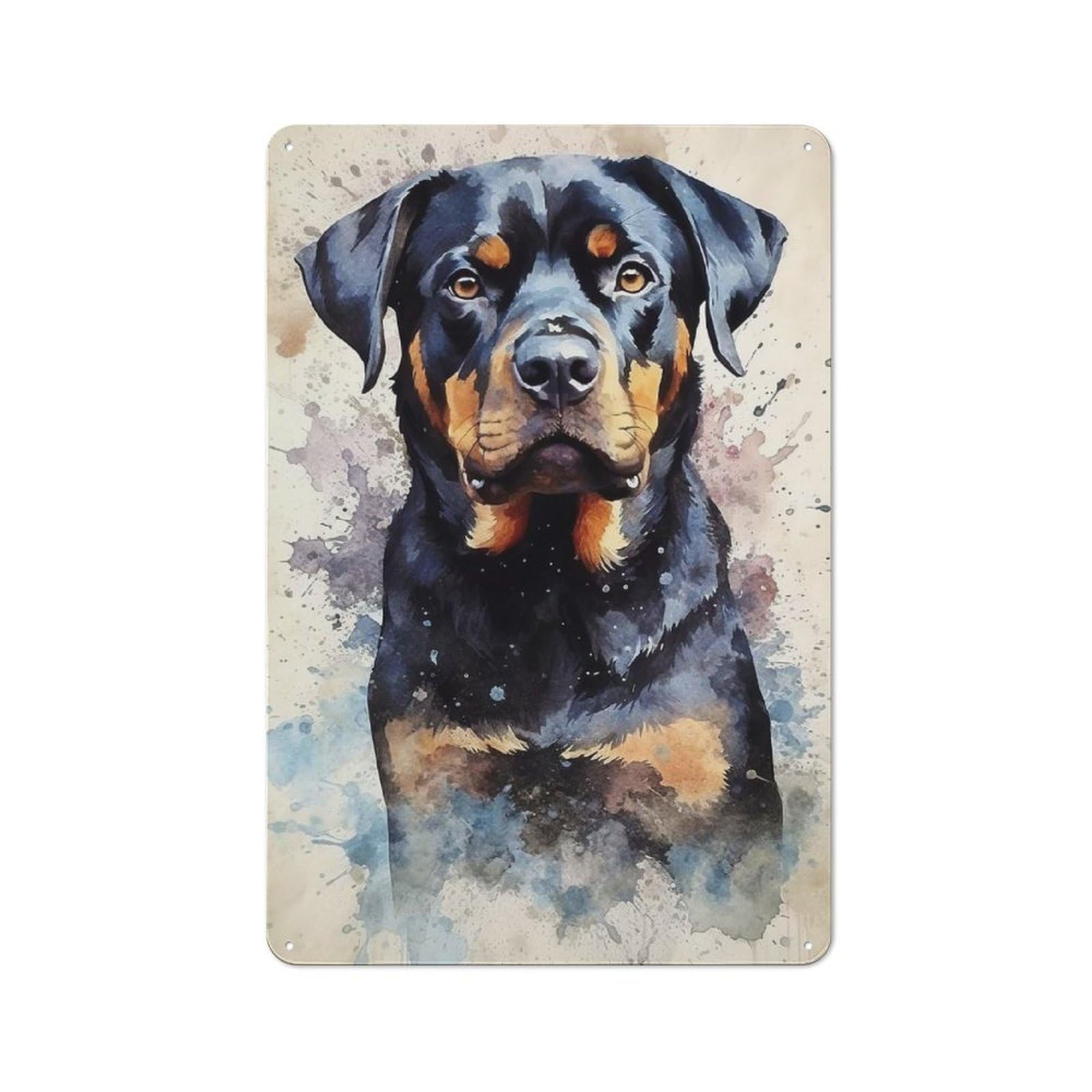 Classic Rottweiler Watercolor Tin Sign 30x20cm, Classic Pub Decor for Cafe, Pub, Workshop Or Home Bar, Small Accent for Blank Walls