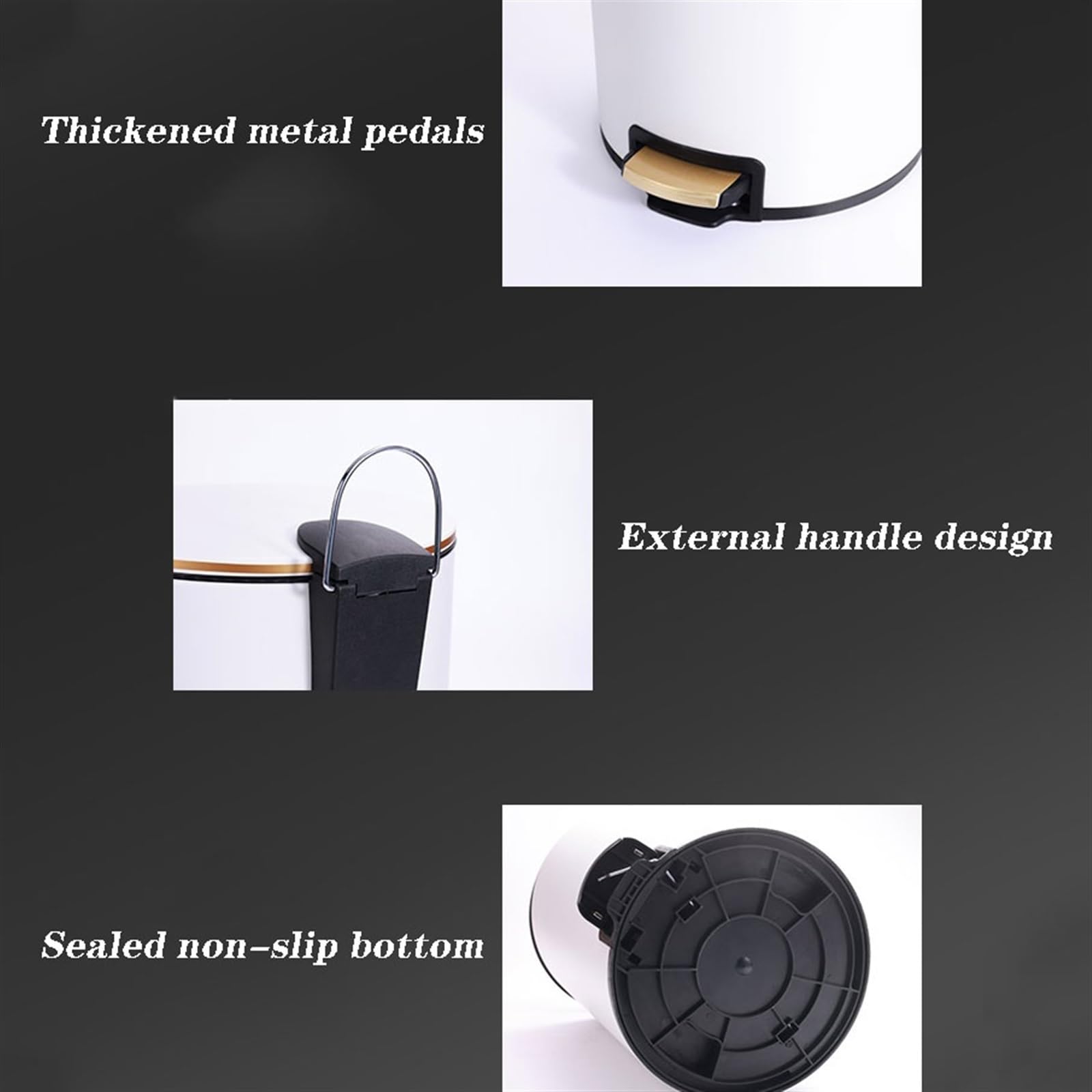 Cestino Pattumiera for la casa con Coperchio Ampio Soggiorno Cestino for la Carta igienica Bagno Camera da Letto Cucina Cestino Papeleras para Cocina(Black,6L)