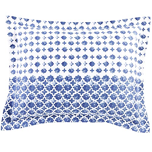 Image of Anne Klein Isola Striped Comforter Set with Decorative Pillows, Full /Queen, Blue