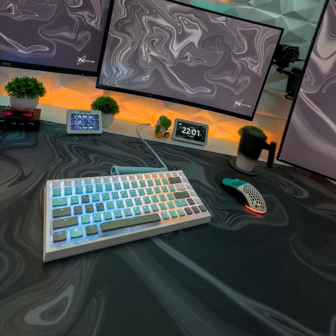 NYFTER - PBT Double-Shot Pudding Keycaps Tastenset für mechanische Tastaturen - deutsches ISO-Layout, kompatibel mit 60%/75% Tastaturen (Blue, Full Layout)