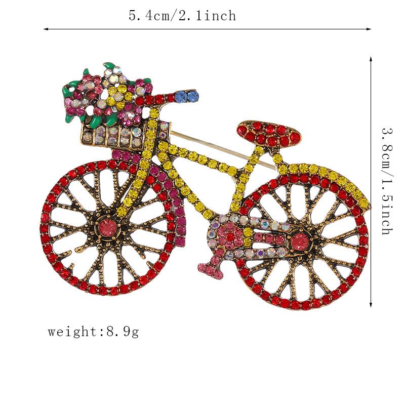 Image of Bicycle Brooch Pins Colorful Cubic Zirconia CZ Biking Lapel Brooch Pins Vintage 70s 80s Bike Lapel Brooches for Women Men Girls Birthday Gift Jewelry