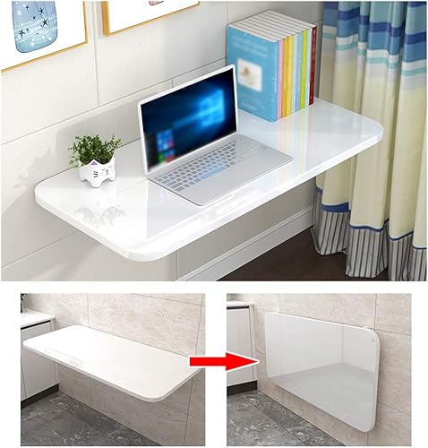 Miniatura 5 de Mesa plegable de hojas colgantes para montar en la pared, escritorio de estudio flotante, escritorio de computadora, para mesa de comedor de cocina,