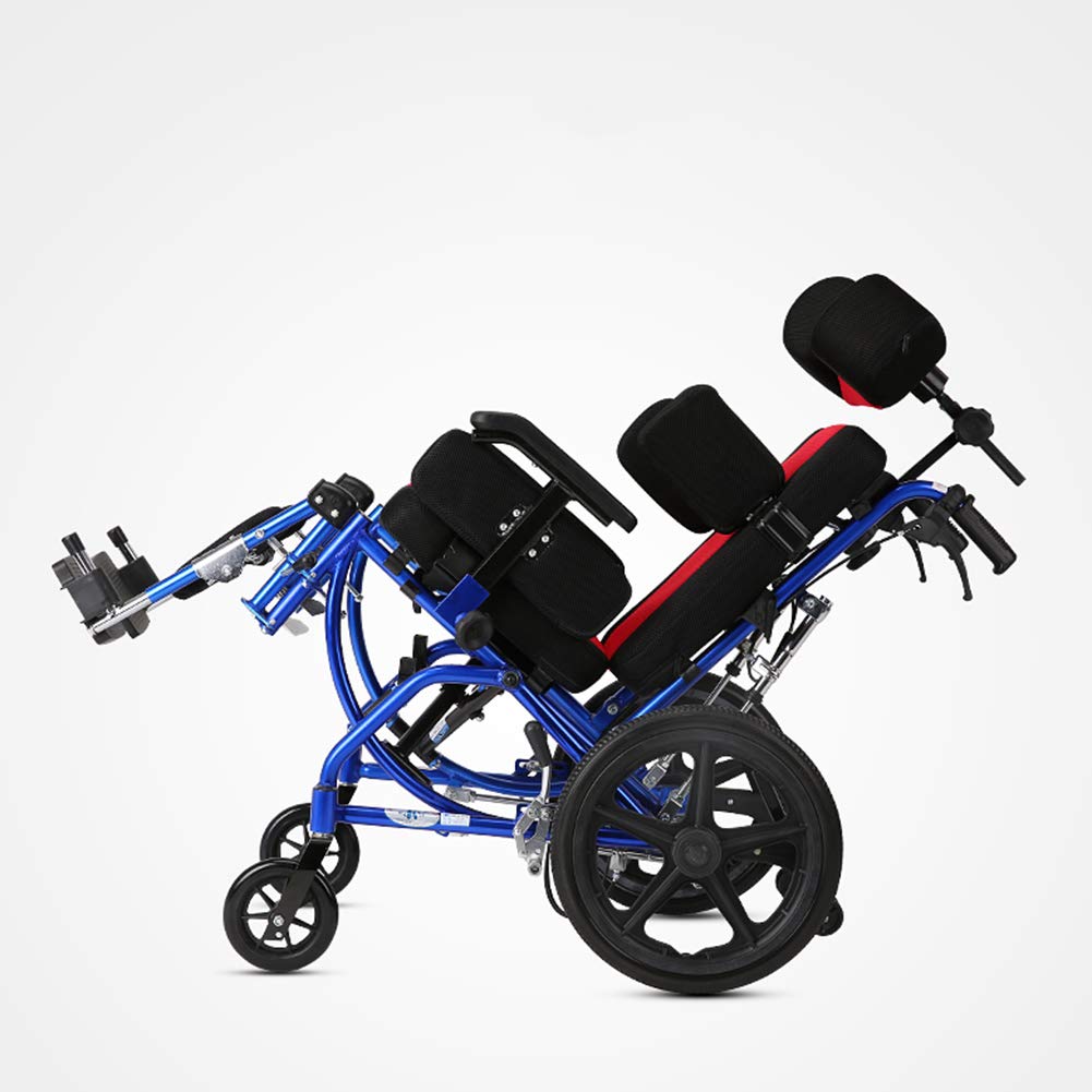 Fauteuil roulant pour enfants, multi-fonctionnelle des enfants handicapés Mentir entièrement plat Reclining poussette avec tables, 100 kg PORTEUR