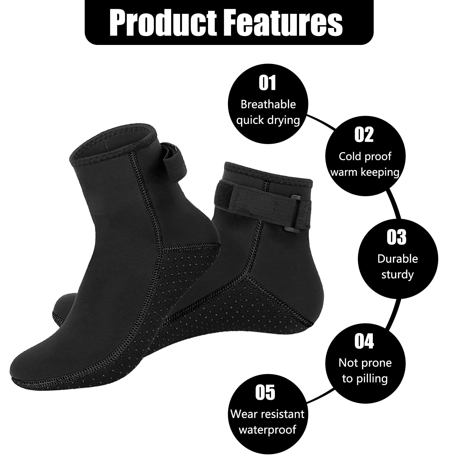 Calzini in neoprene funzione impermeabile con spessore elastico per proteggere i piedi, calzini da nuoto, calzini da immersione, calzini da beach volley, calzini da spiaggia maschili per