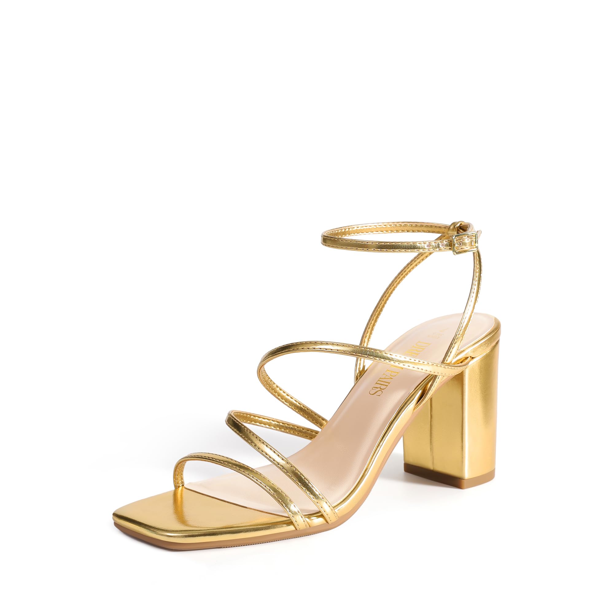 DREAM PAIRS Women's Heels Chunky Block Strappy Square Open Toe Ankle Buckle Heeled Sandals Wedding Party Dress Shoes Indie