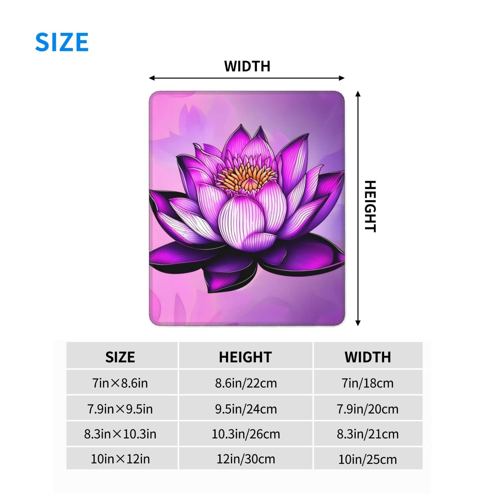 Purple Computer Mouse Pad 8x10 Inch - Non-Slip Rubber Base With Stitched Edges