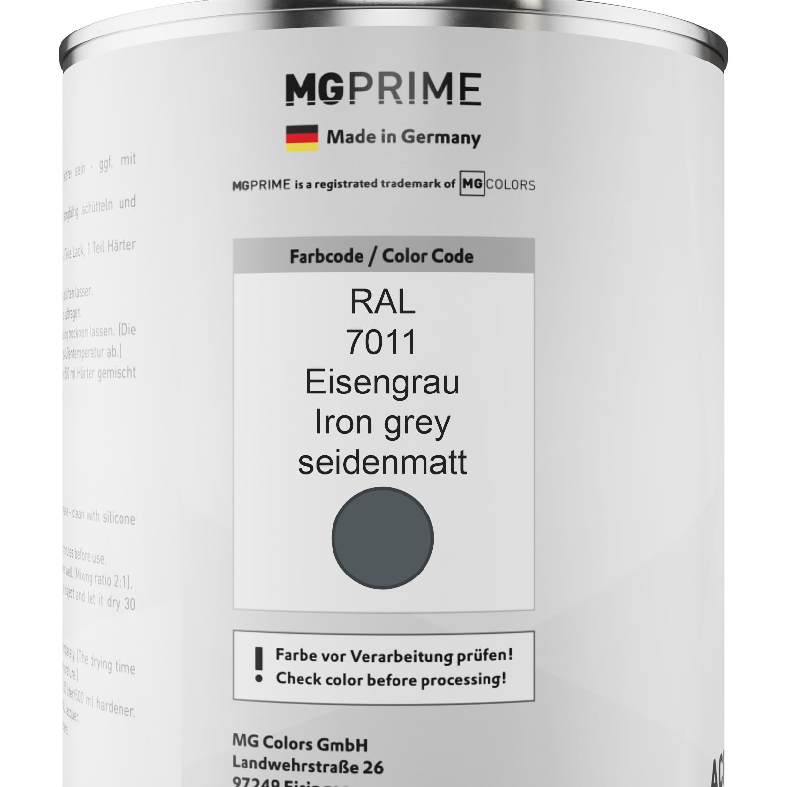 RAL 7011 Gris hierro satinado, bote de pintura acrílica + endurecedor 1,5 L