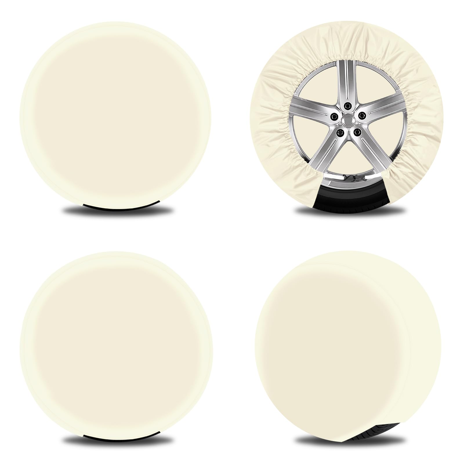OutdoorLines Waterproof Spare Tire Covers Fits Diameters 30"-32" Set of 4, UV-Proof Wheel Cover Windproof Tire Protector, Universal Fits for RV, Jeep, SUV, Trailers, Camper, Van and Truck, Off White