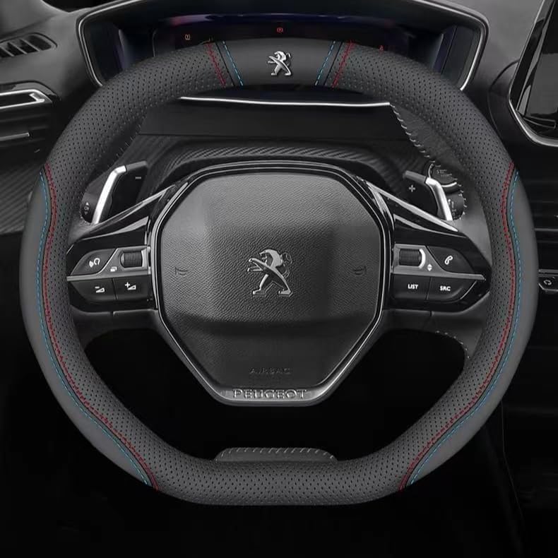 Funda Volante Coche, para Peugeot Rifter 2018-2023 Antideslizante Cubierta de Volante Transpirable Protector de Volante,Accesorios Coches Interior,B