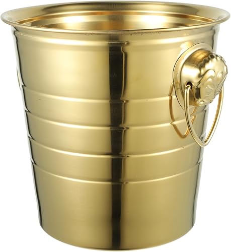 BESTOYARD Cubo de hielo de acero inoxidable de 2.7 cuartos de galón con diseño de cabeza de tigre dorado, aislamiento de doble pared para fiestas,