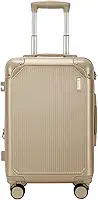 Mala de Viagem de Bordo 10Kg Zíper EXPANSÍVEL Padrão ANAC Rígida Rodas duplas 360° Porta Copo Cadeado AntiFurto Resistente Espaçosa (Dourada)