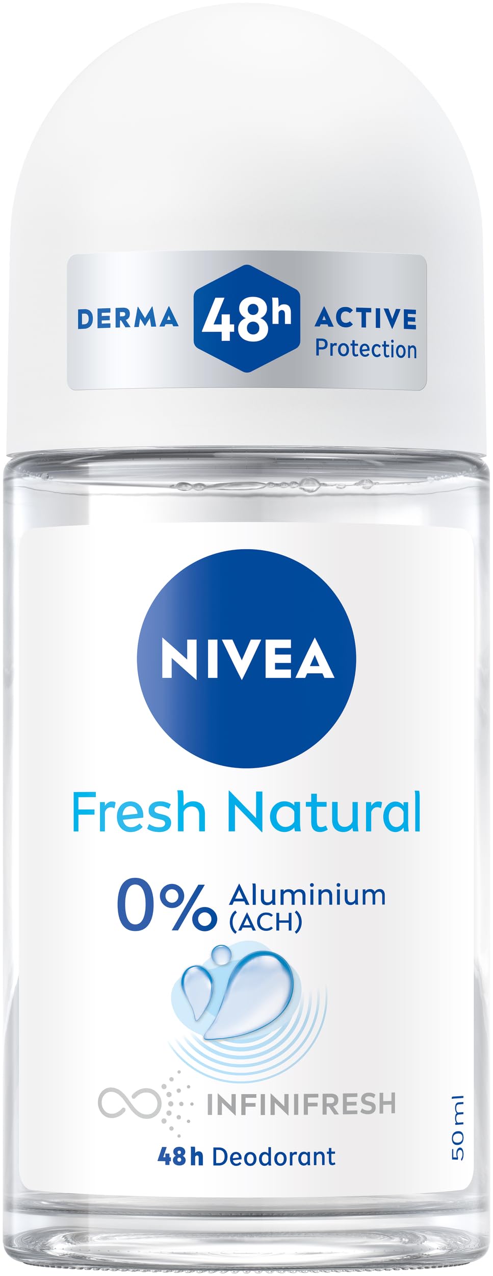 NIVEA Fresh Natural Deo Roll-On, Deoroller ohne Aluminium mit frischem Duft, Deodorant mit Meeresextrakten ohne Ethylalkohol für 48h Schutz (50 ml)