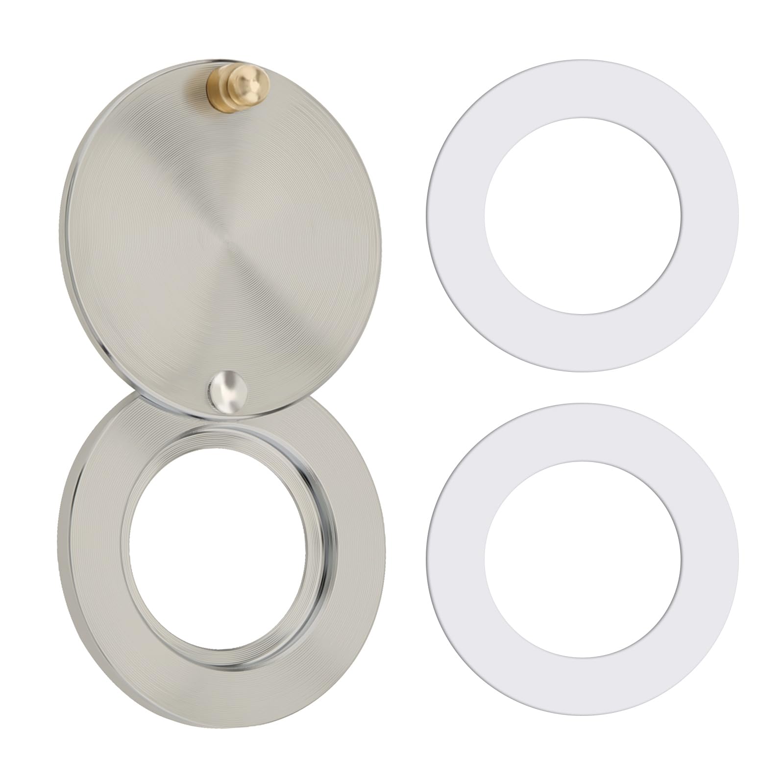 HOJLKLD Peephole Cover, Solid Brass Privacy Door Viewer Cover with Double-Sided Self-Adhesive Tape for 5/8 inch Diameter Door Peephole (2, Brushed
